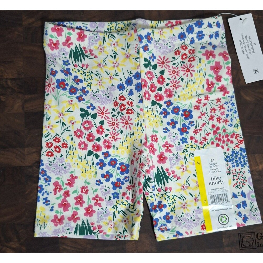 Wonder‎ Nation Toddler Girls Bike Shorts 3T Floral Multicolor Pull On